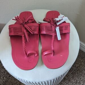 Figue Pink Leather Scaramouche Tassel Fringe Sandals size 10